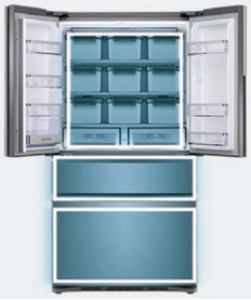 삼성 김치냉장고 스탠드형 메탈 그라운드 지펠아삭 18 김치냉장고 상칸, 중칸, 하칸 청정탈취가 적용된 이미지