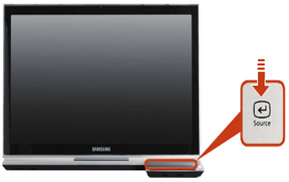 올인원 PC 제품 오른쪽 아래 source 버튼을 눌러 모니터 모드로 전환하기