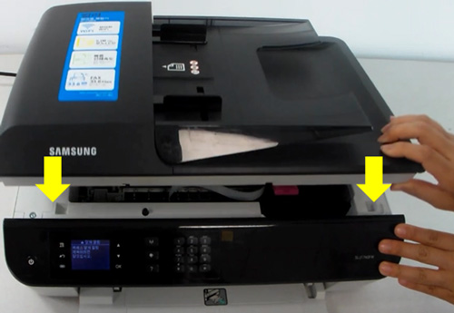 제품 윗 덮개를 닫는 화면