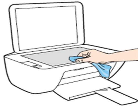 SCX-1360 시리즈 스캔 진행을 위해 스캐너 유리면을 부드러운 천으로 닦아주는 화면