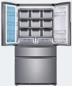 삼성 김치냉장고 스탠드형 메탈 그라운드 지펠아삭 16 김치냉장고 상칸 왼쪽 도어 내부 다용도 보관함 위치 이미지