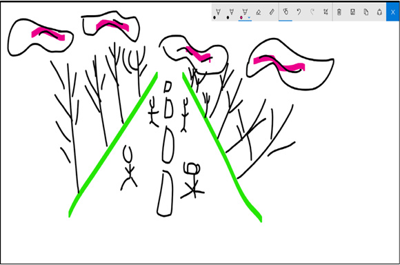 스케치북을 선택하여 그림을 그리는 예시 화면