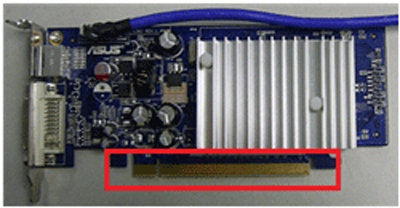 그래픽카드의 금박 접촉 단자 위치 화면