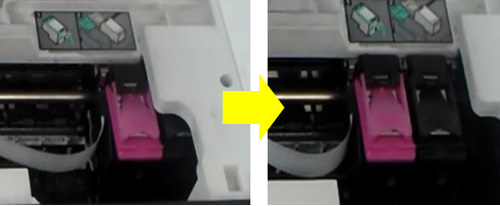 잉크 카트리지 함이 왼쪽으로 이동하는 화면