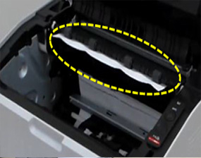 정착기에 걸려있는 용지 위치 화면