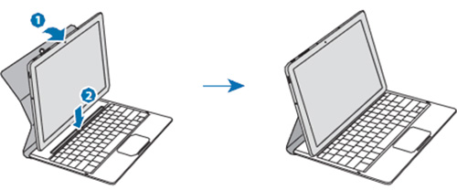 갤럭시탭프로S 모델을 키보드 커버와 연결하는 예시 화면