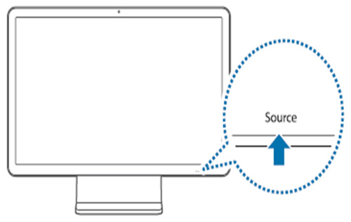 올인원 PC 오른쪽 하단에 source 버튼을 눌러 모니터 모드 실행하기