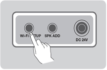 제품 뒷면의 SPK ADD 버튼을 1초간 누르면, 세트 전면에 WiFi Ready 라는 문구가 표시되고, ready to connect 라는 음성을 들을 수 있습니다