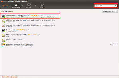 삼성 프린터 리눅스 Xsane 설치 방법 4 Xsane 검색 화면