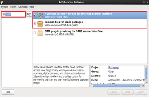 삼성 프린터 리눅스 Xsane 설치 방법 10 Xsane 검색하는 화면