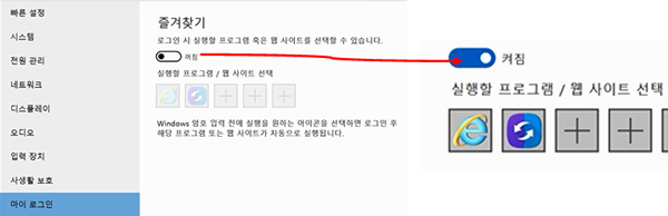 삼성 노트북 Samsung Settings 3.0 ‘즐겨찾기’ 5 즐겨찾기 항목을 켜짐으로 변경하는 화면