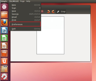삼성 프린터 리눅스 Simple Scan으로 문서 스캔 3 Preferences 메뉴 실행하는 화면
