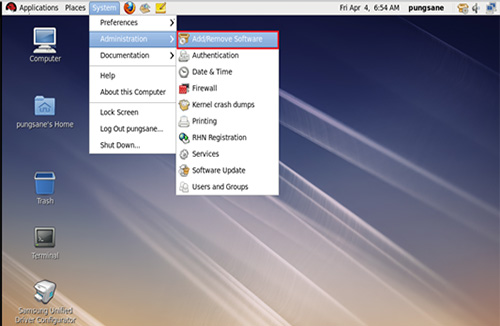 삼성 프린터 리눅스 Xsane 설치 방법 9 Add/Remove Softerware 실행 화면