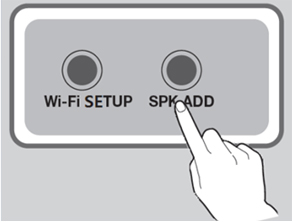 제품 뒷면의 SPK ADD 버튼을 1초간 누르면, 세트 전면에 ADD SPEAKER 라는 문구가 표시되고, beep 음이 출력됩니다