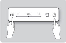 사운드바의 전원을 인가한 후에 제품 뒷면의 Wi-Fi SETUP버튼을 누른 상태로 5초 이상 유지. 스피커 전면 패널에 “WiFi Setup”이라는 문구를 볼 수 있으며, beep 음을 들을 수 있습니다