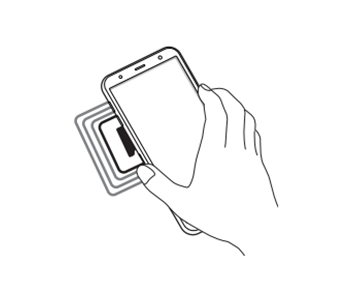 삼성 스마트폰 갤럭시J4+ NFC 기능 확인 4 뒷면을 센서에 갖다 대는 화면