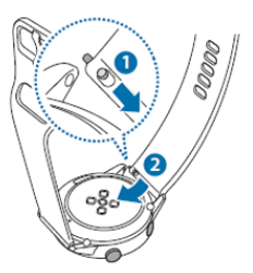 스프링 막대의 나머지 한쪽 끝을 안쪽으로 밀어 넣어 밴드를 연결하세요.